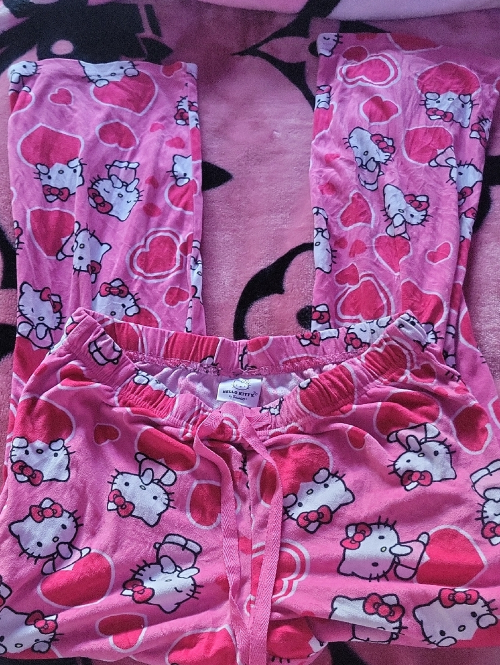 Hello Kitty Pink Heart Valentines Day Pajama Bottoms